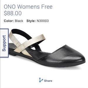 New Ono brand women’s leather black flat